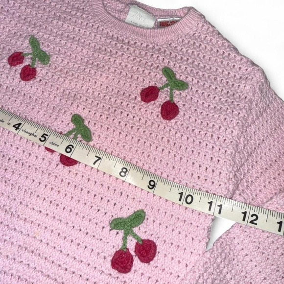 ADORABLE PINK W/CHERRIES KNIT SWEATER BY ZARA GIRLS 2T - Picture 3 of 6